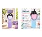 Bouteille d'eau pratique en acier inoxydable 950 ml gobelet thermique à double paroi bouteille isotherme avec paille, sangle de transport et mousqueton en violet/blanc ou rose/bleu