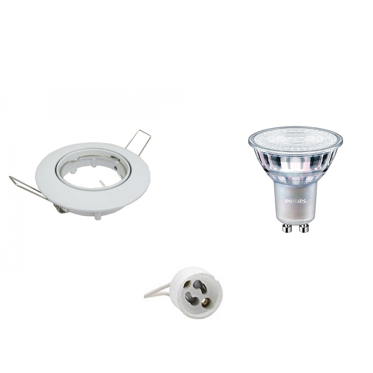 BES LED LED Spot Set - GU10 Fitting - Inbouw Rond - Glans Wit - Kantelbaar Ø82mm - Philips - MASTER 927 36D VLE - 3.7W - Warm Wit 2200K-2700K - DimTone Dimbaar