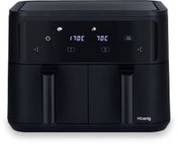 HKoeNIG Olievrije Friteuse - FRY900 - 9L Capaciteit - 4,5L Dubbele Tank - 8 Kookprogramma's - 2400W