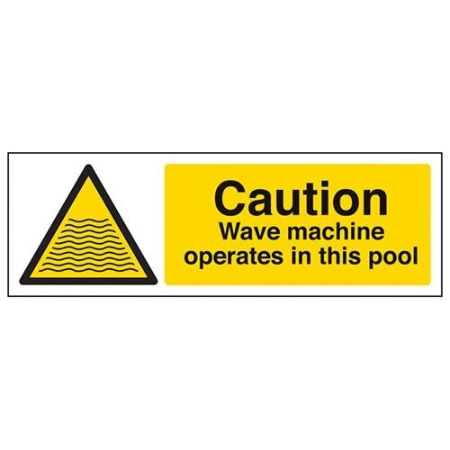 V Safety VSafety Caution Wave Machine Operate In This Pool Warning Sign - 300mm x 100mm - 1mm Rigid Plastic