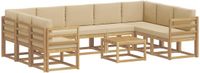 vidaXL Buiten bankenset 10 st Wit en Beige Polyester