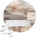 Wicotex Buiten tafelkleed/tafelzeil bruin hout print - Dia 160 cm - rond - met 4 tafelkleedklemmen