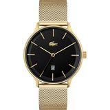 Lacoste Mannen Analoog Quartz Horloge met Gouden Roestvrij Stalen Band 2011224