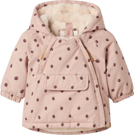 LIL' ATELIER NAME IT - NBFLASNOW05 JKT AOP FO LIL Baby Winterjas - Roze - Maat 68 - Meisjes