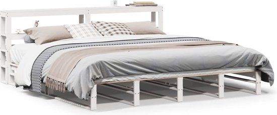 vidaXL Bedframe Massief Grenenhout Wit 180x200 cm
