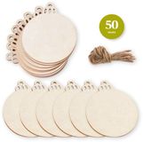 Giftmas Houten Kerstballen – Kerstversiering voor Binnen – Kerstbal van Hout – Kerst – ⌀6,5cm - 50 Stuks