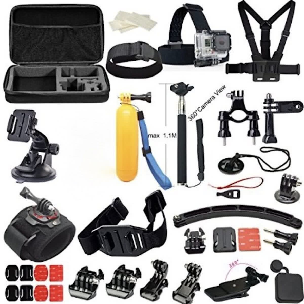 Fpp GoPro set 24 in 1 - 24-delig GoPro accessoires set inclusief luxe opbergkoffer - bruikbaar voor GoPro 1 2 3 3+ 4 5