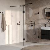 Brauer Void - Inloopdouche - Helder Glas - 140 x 200 cm - met Zijwand 30 cm - incl. Glascoating - Mat Zwart