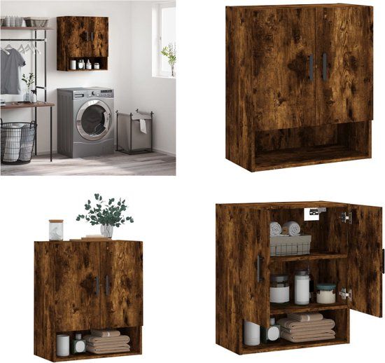 vidaXL Wandkast 60x31x70 cm Bewerkt Hout Gerookt Eikenkleurig