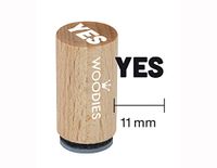 Ministempel Yes Mini-zegel van hout en rubber, diameter 15 x 25 mm.
