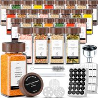 Organess 28 Glazen Kruidenpotjes Vierkant met Acacia Deksel - 120ml
