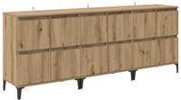 vidaXL Dressoirs 3 stuks Ambachtelijke Eik 60 x 35 x 70 cm Bewerkt Hout