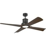 Faro Winche - plafondventilator met licht en afstandsbediening - Ø 127 cm - 16W LED incl. - IP44 - zwart en donkerbruin