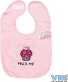 VIB® - Luxe velours slabbetje - Feed me roze (Cupcake)