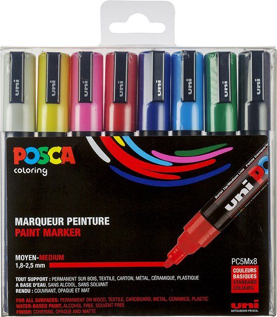 Posca PC-5M Paint Marker Set - Assorted Colors - 8 Markers