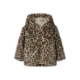 NAME IT MINI faux fur jas met panterprint - bruin