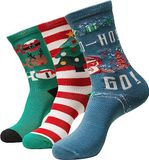 Urban Classics Ho Ho Ho Christmas 3-Pack Sokken - 43/46 - Multicolours