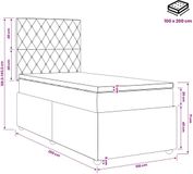 vidaXL Boxspringbed met matras, lichtgrijs, 100 x 200 cm, fluweel