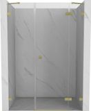 Mexen Lunar porte de douche battante droite 145 cm, transparent, or brossé