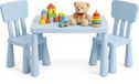 Merkloos Relaxdays Kindertafel met 2 Stoeltjes - Kunststof - Blauw