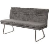 HWC-H70 Banquette de salle à manger rembourrée en chenille avec dossier en tissu et pieds en acier inoxydable brossé 160cm gris foncé