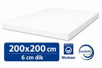 Kikishop Topdekmatras 200x200 – 6 cm HR Koudschuim – Afritsbaar & Wasbaar – CertiPUR® Gecertificeerd – Medium Hardheid – Comfort Matrastopper