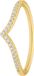 Lucardi Dames Zilveren ring V-vorm goldplated met zirkonia - Ring - 925 Zilver - Goudkleurig - 18.5 / 58 mm