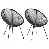 VidaXL Fauteuils 2 pièces Rotin Noir