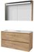 Basic-Line Premium 46 Badkamermeubelset - 120 x 46 cm - Greeploos - 2 Lades - Acryl Wastafel - Zonder Kraangat - Spiegelkast met LED Verlichting - Whisky Oak