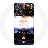 Maniacase Hoesje voor Samsung Galaxy A33 5G Formule 1 Max Verstappen F1 Coureur zwart rood en geel