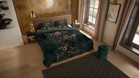 Pure dekbedovertrek jungle met panterprint vlinders - Lits jumeaux 240x200/220 cm - Donkergroen - Microvezel