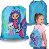 sarcia.eu Gabby's Dollhouse Blauwe, meisjesachtige schoenenzak voor gymles, schoudertas voor meisjes, rugzak-tas