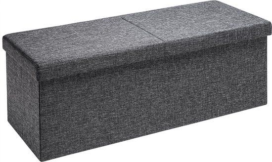 Casaria Opbergbank - Opvouwbaar 80x40x40cm 100L Linnen Look – Donkergrijs
