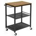 Mondeer Serveerkar trolley, 3-laags industriële keukenwagen met leuning en wielen, rustieke zware opbergplank voor keuken, woonkamer, 60 x 40 x 76,5 cm, zwart