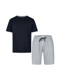 Phil & Co. Berlin Phil & Co Heren Shortama Korte Pyjama Set Donkerblauw/Grijs Gestreept - Maat XL
