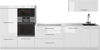 Vicco Complete keukeneenheid Fame-Line, Wit Hoogglans/Wit, 340 cm, WB Marmer