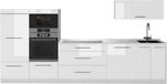 Vicco Complete keukeneenheid Fame-Line, Wit Hoogglans/Wit, 340 cm, WB Marmer