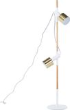 Beliani OWENS Staande lamp - Wit - Essenhout - 2 lichtpunten - E27 fitting