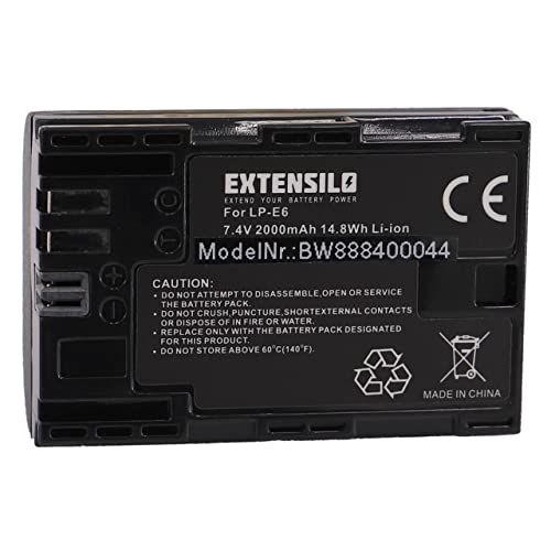 EXTENSILO Batterij compatibel met Canon EOS 6D Mark II, 70D, 5DS R, 6D, 7D, 60Da, 60D camera, DSLR (2000 mAh, 7,4 V, Li-Ion)