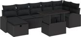 vidaXL Tuinbank - Set - 8 - st - Zwart - poly - rattan