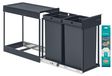 SONGMICS Poubelle de cuisine, extractible, avec cadre en acier, couvercle en ABS – gris, dimensions 2 x 15 litres