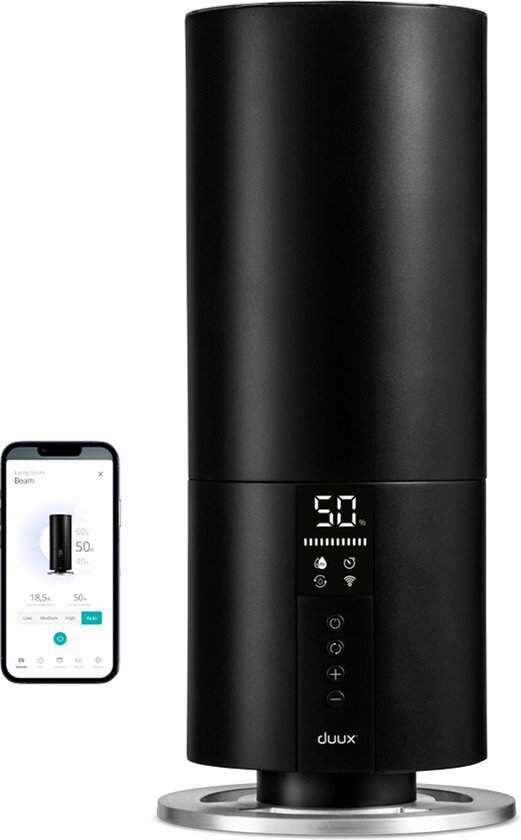 Duux Beam Mini 2 Smart Luchtbevochtiger DXHU12 | Luchtbevochtiger met Hygrometer | Aromatherapie | Tot 30m² | 3 Liter | Zwart