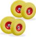 4x roue de chariot - 4.1/3.5-4 - caoutchouc - roue de chariot - pneu anti-crevaison jaune-rouge