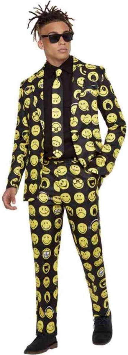 Smiffys Kostuum -XL- Smiley Stand Out Suit Geel/Zwart