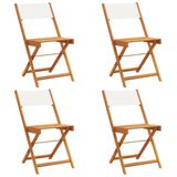 VidaXL Tuinstoel Terras Gecapitonneerde zitting Acaciahout, Polyester Crème, Wit - 4 stuks