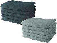 TODAY Set van 10 handdoeken, 50 x 90 cm, 100% katoen, 5 pauwen + 5 celadon