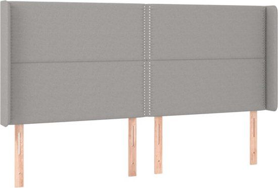 vidaXL Hoofdbord met randen 183x16x118/128 cm stof lichtgrijs