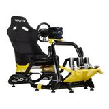 Oplite Cockpit GTR S8 Elite Force Yellow Cockpit Professionnel pour Simracing et Flightsim Driving Racing Simulation avec tubes de renforcement latéraux