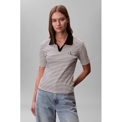 CALVIN KLEIN JEANS gestreepte polo zwart