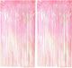 Boland Folie deurgordijn/feestgordijn - 2x - lichtroze - 100 x 200 cm